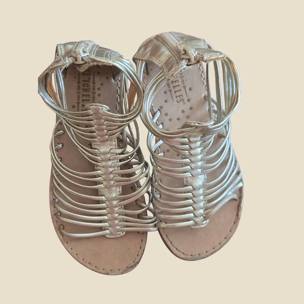 Seychelles Kids Gold Metallic Strappy Gladiator Sandals Back Zip Girls Size 13